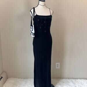 Vintage Stunning Goth/Whimsygoth Roberta Black Velvet Maxi Dress - Small